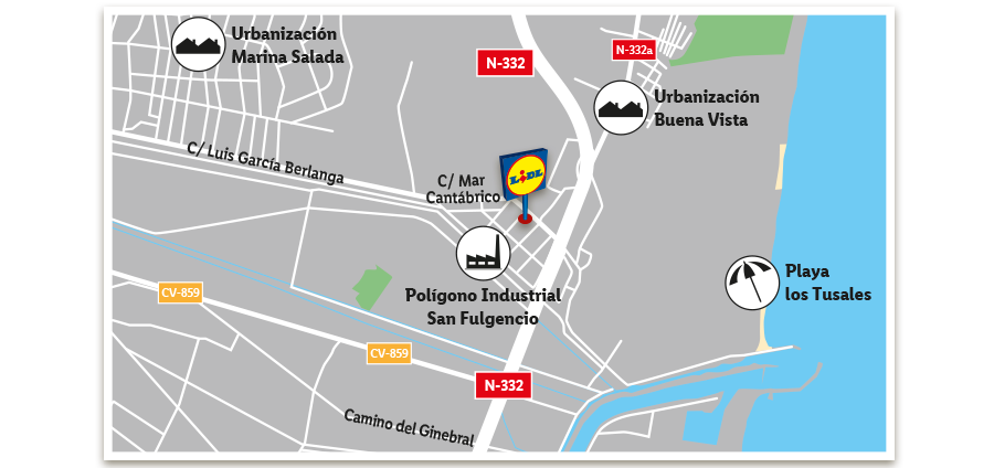 Mapa ubicación tienda Lidl en Torredembarra
