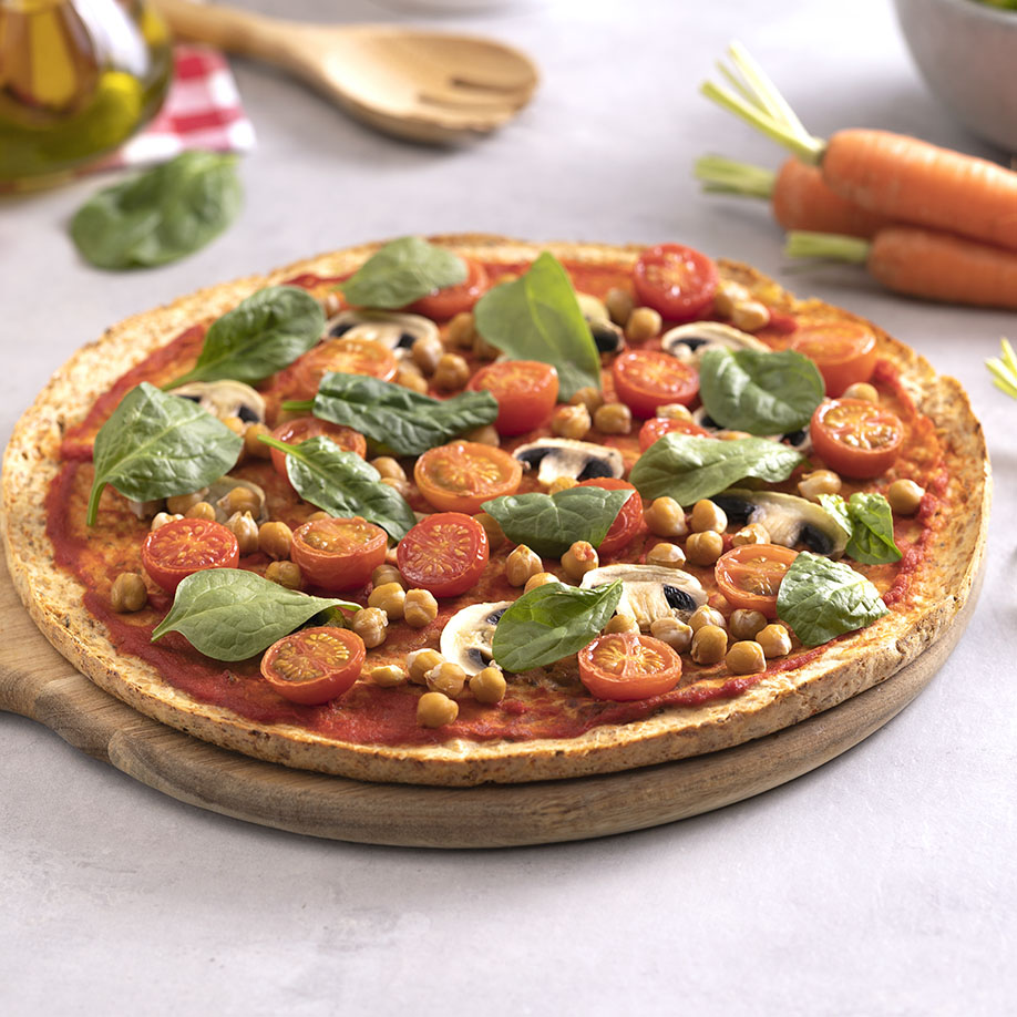 Pizza vegana con verduras