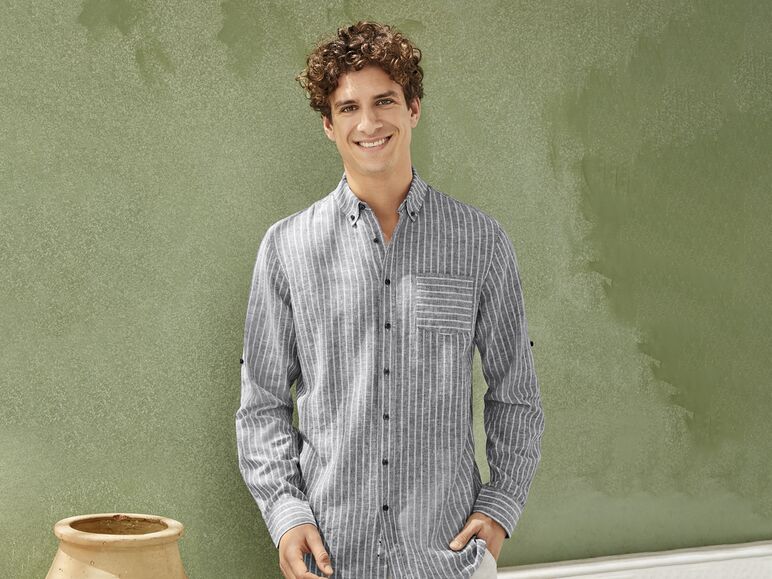 Camisa de lino con bolsillo hombre
