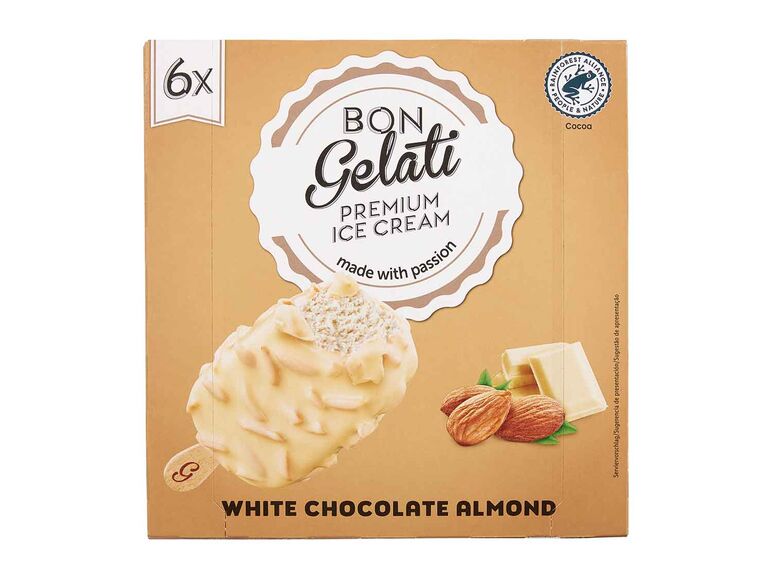 Bon gelati® Helado almendrado de chocolate blanco