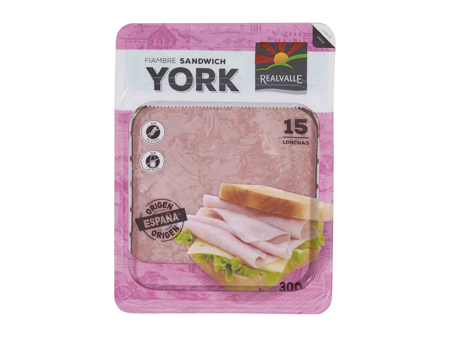 York sándwich en lonchas