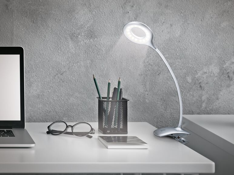 Lámpara led de escritorio recargable con pinza 
