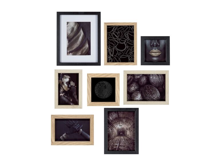 Set de marco de fotos negro, blanco y madera