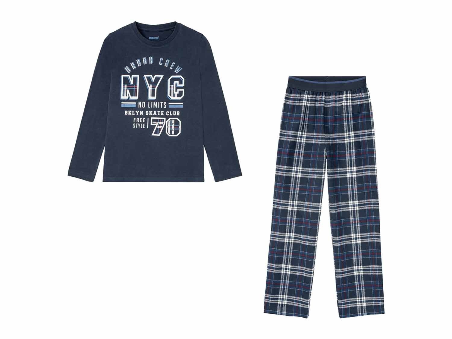 Pijama largo júnior con pantalón recto para niño