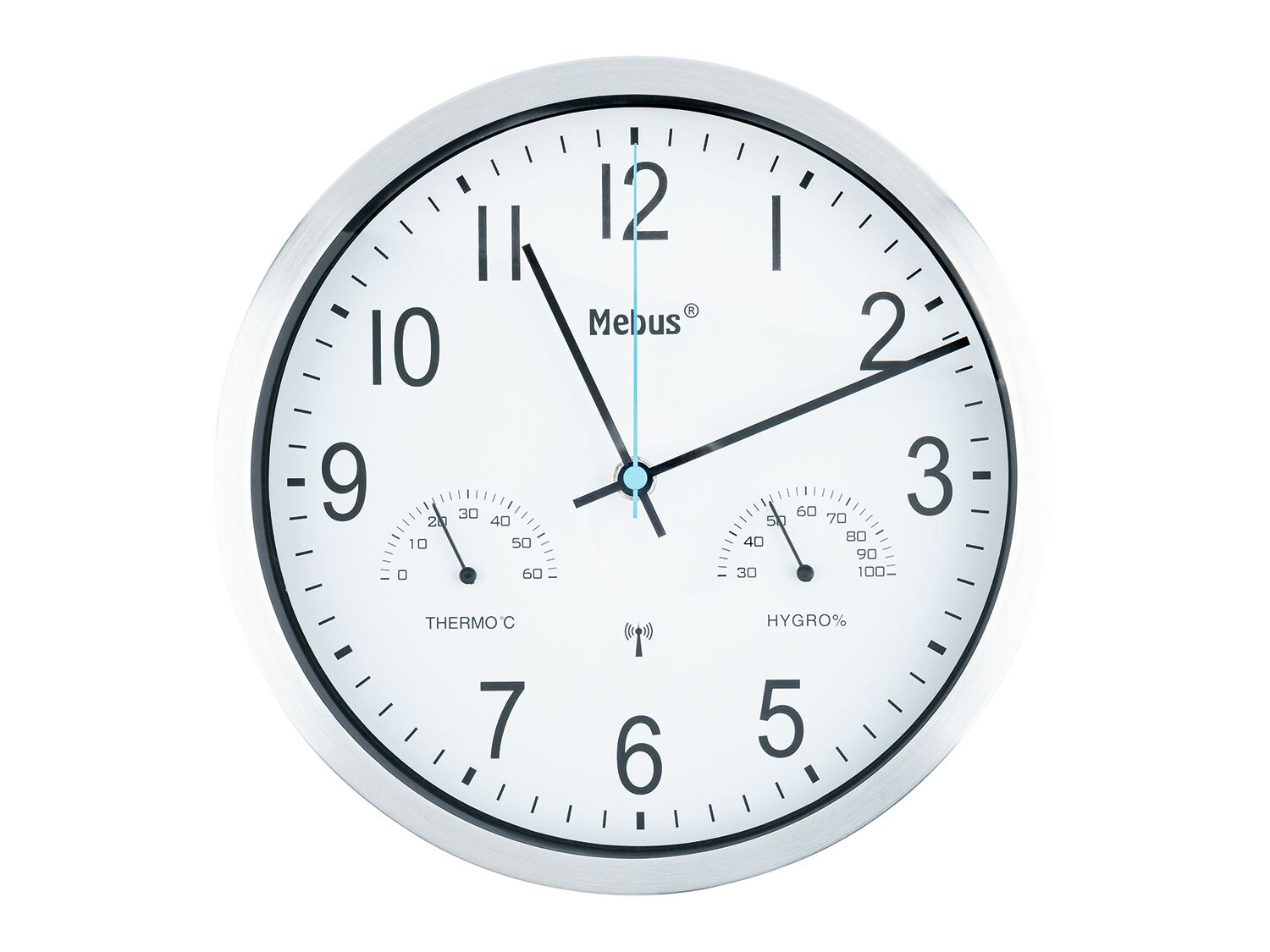 Mebus Radio reloj de pared con termómetro / higrómetro Ø 25 cm 