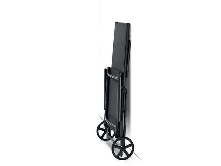 Tumbona de aluminio plegable negra/antracita con ruedas