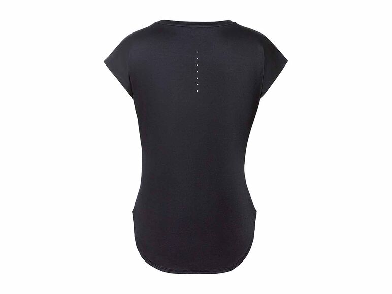 Camiseta técnica con bajo redondeado negro para mujer