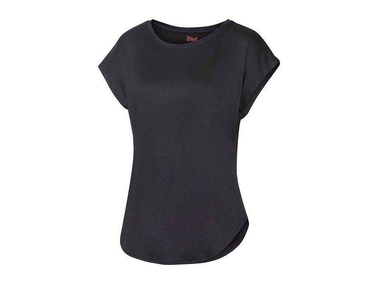 Camiseta técnica con bajo redondeado negro para mujer