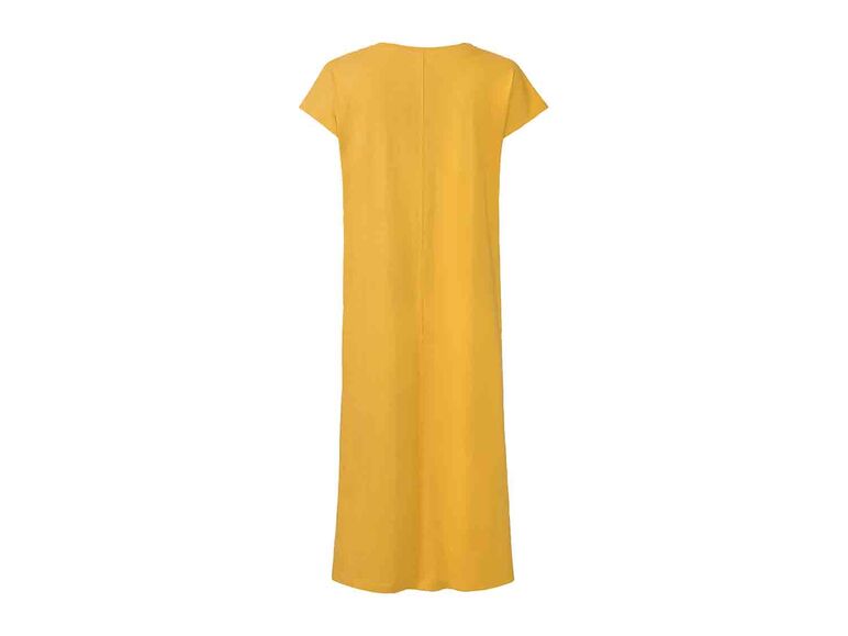 Vestido de lino con cuello redondo amarillo