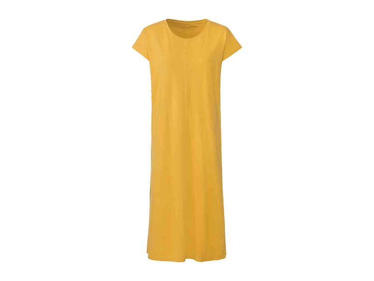 Vestido de lino con cuello redondo amarillo