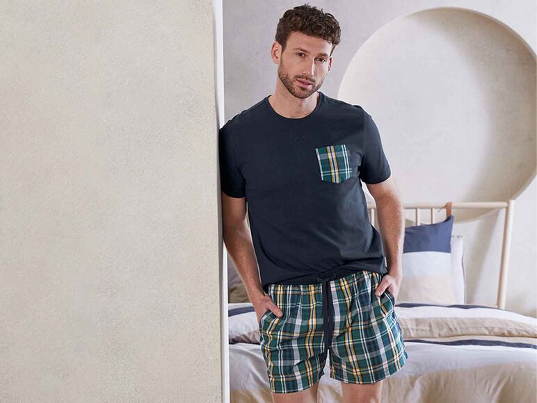 Pijama de verano con bolsillo superpuesto para hombre