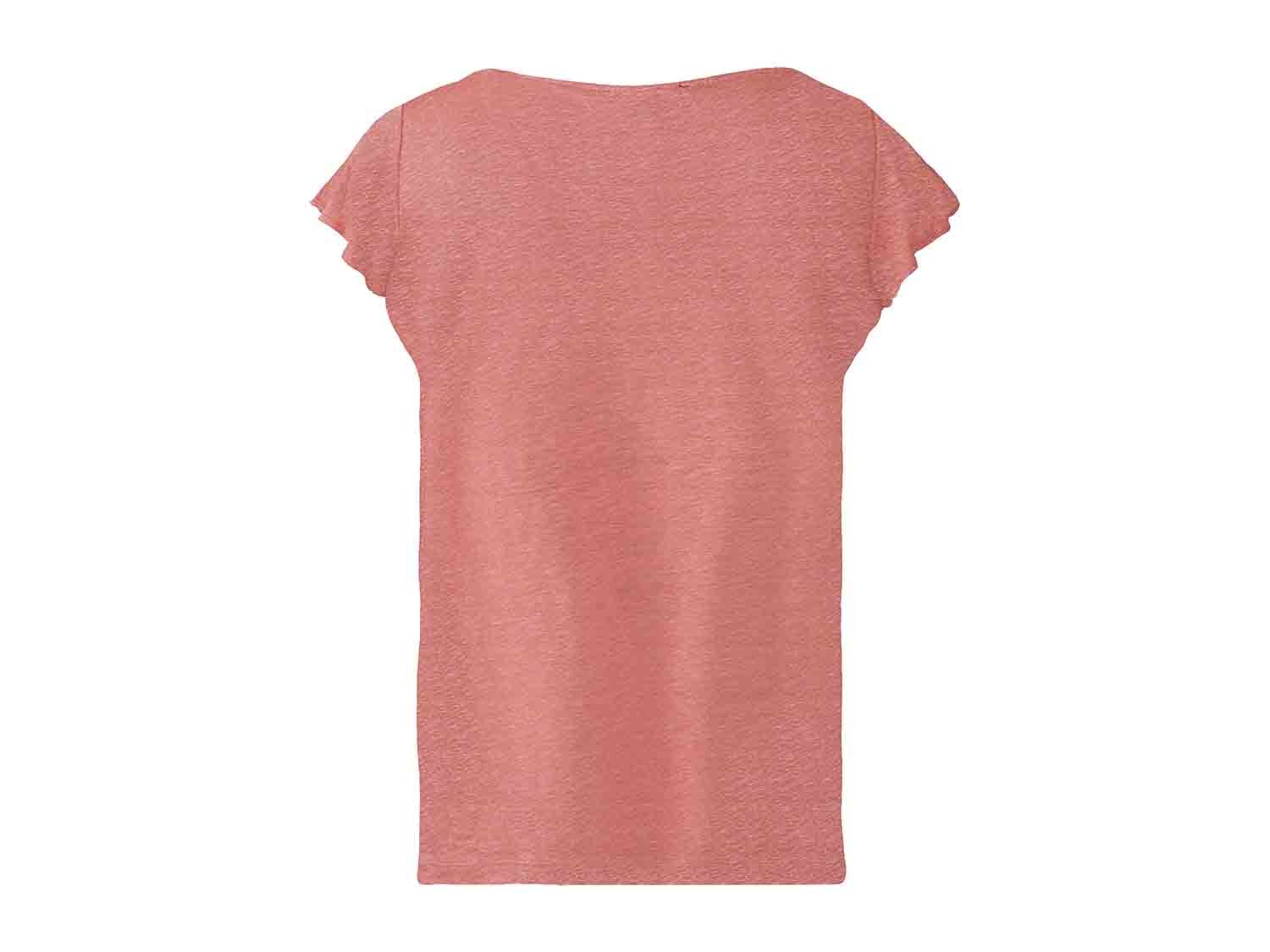Camiseta rosa de lino para mujer