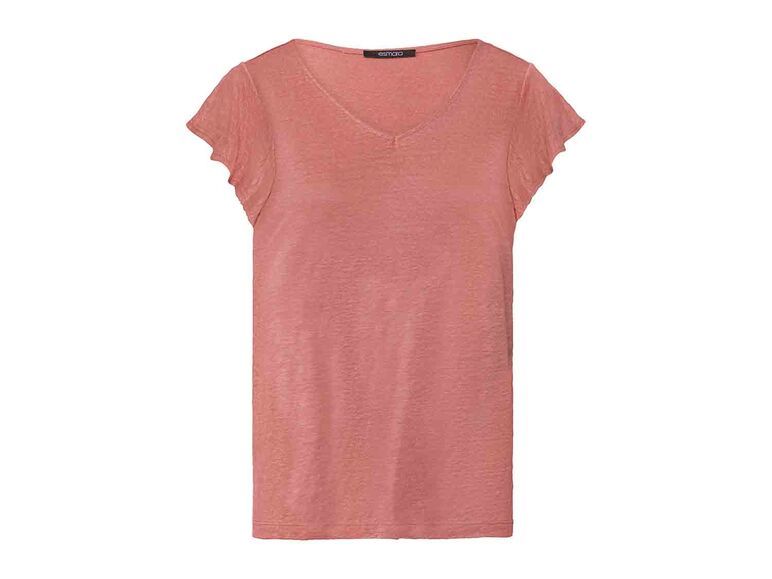 Camiseta de lino rosa para mujer