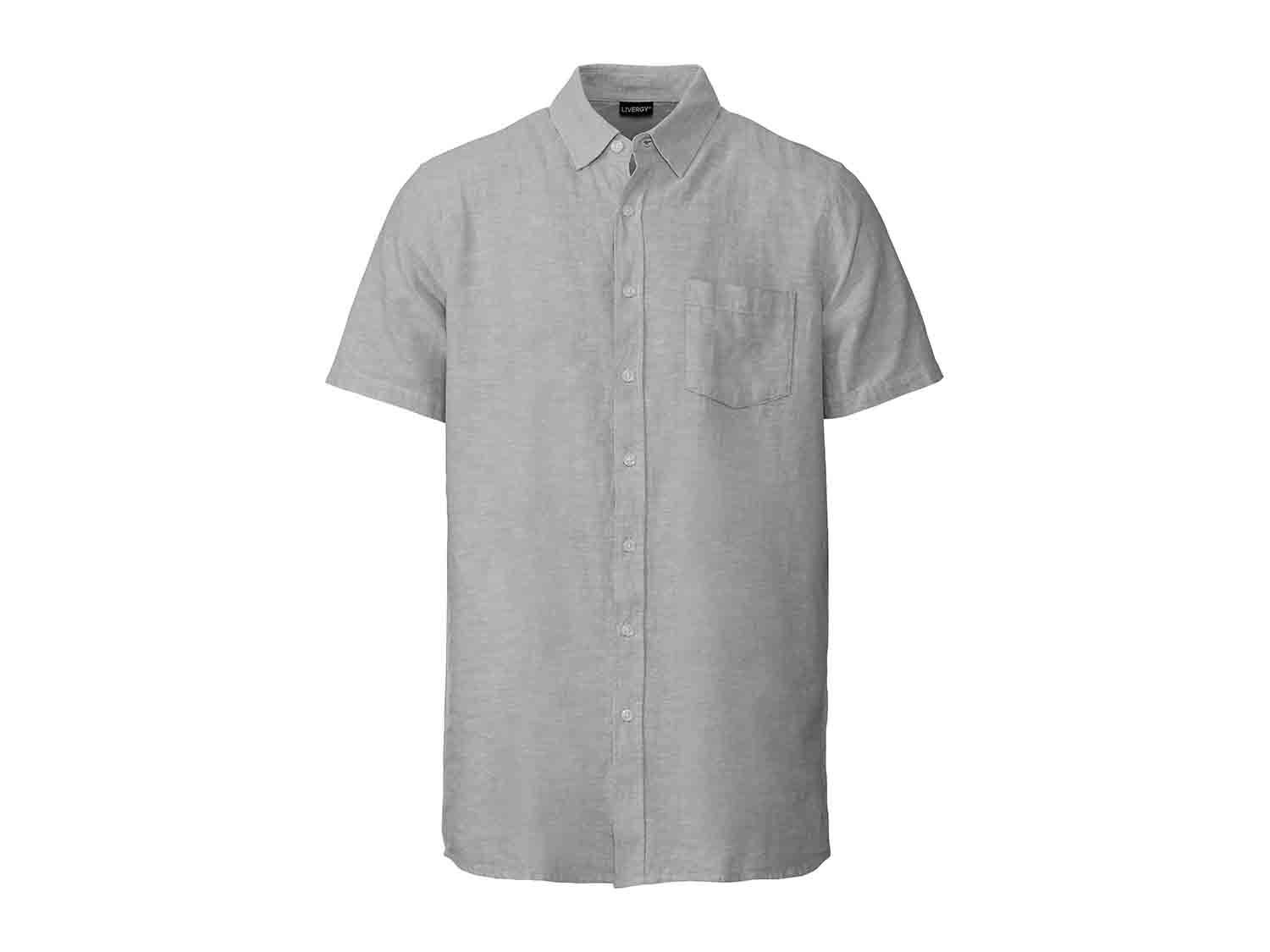 Camisa de manga corta de lino/algodón para hombre