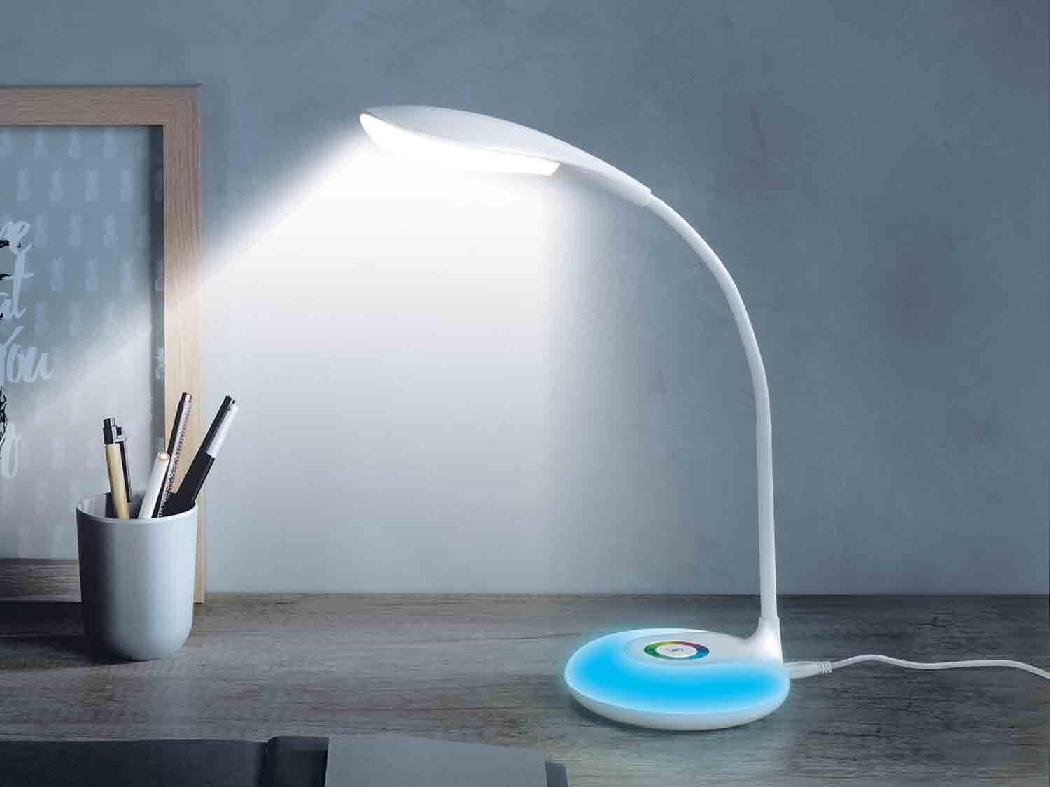 Lámpara LED de escritorio con luz en la base