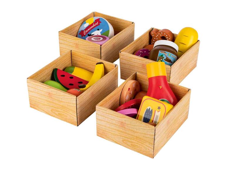 Set de cajas con alimentos de juguete