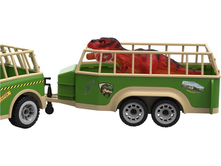 Camioneta con remolque para dinosaurio