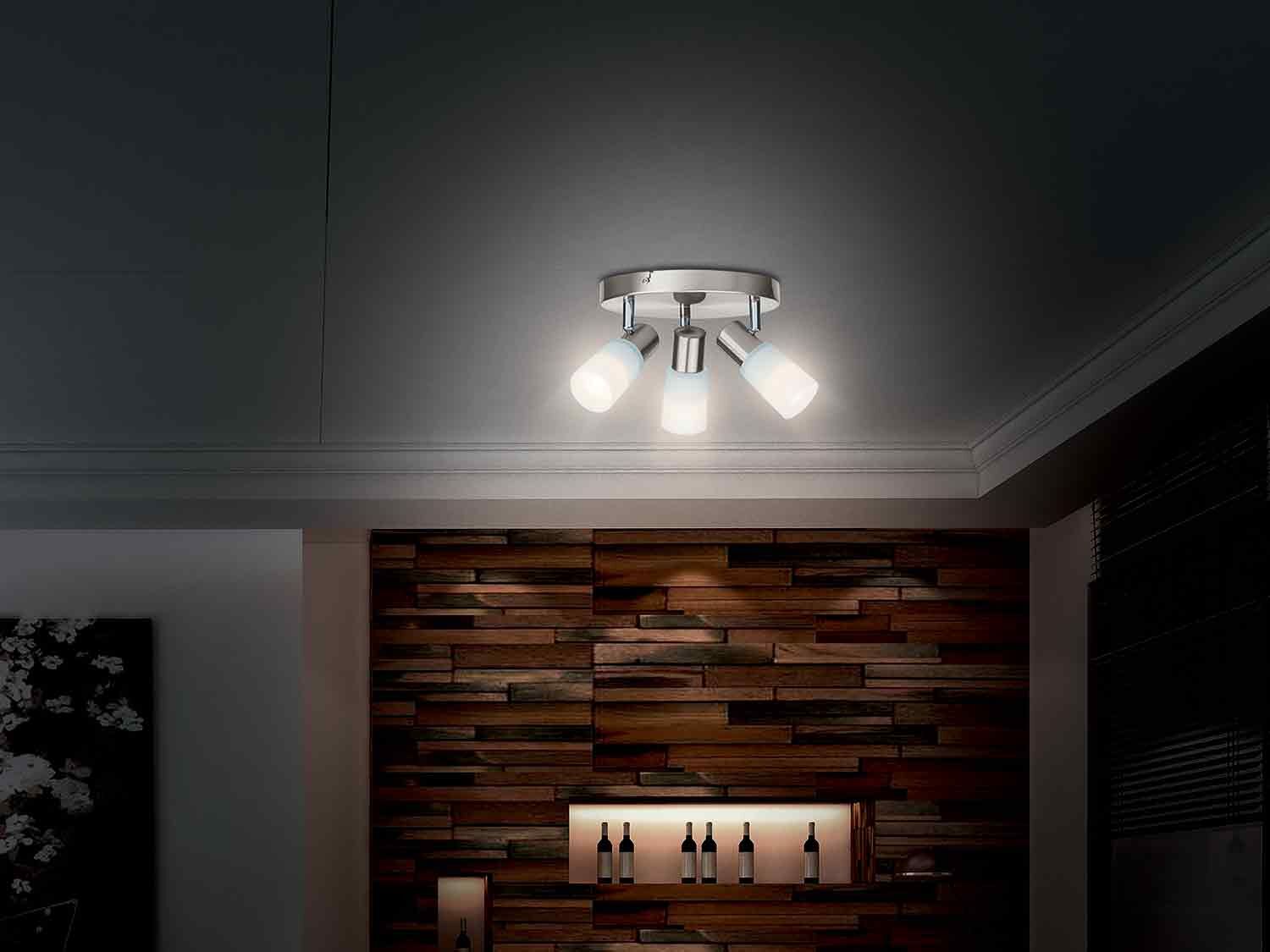 Lámpara LED de techo 3 focos redonda 21 cm diámetro