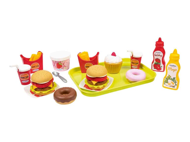 Ecoiffier ® Set de hamburguesas de juguete con bandeja