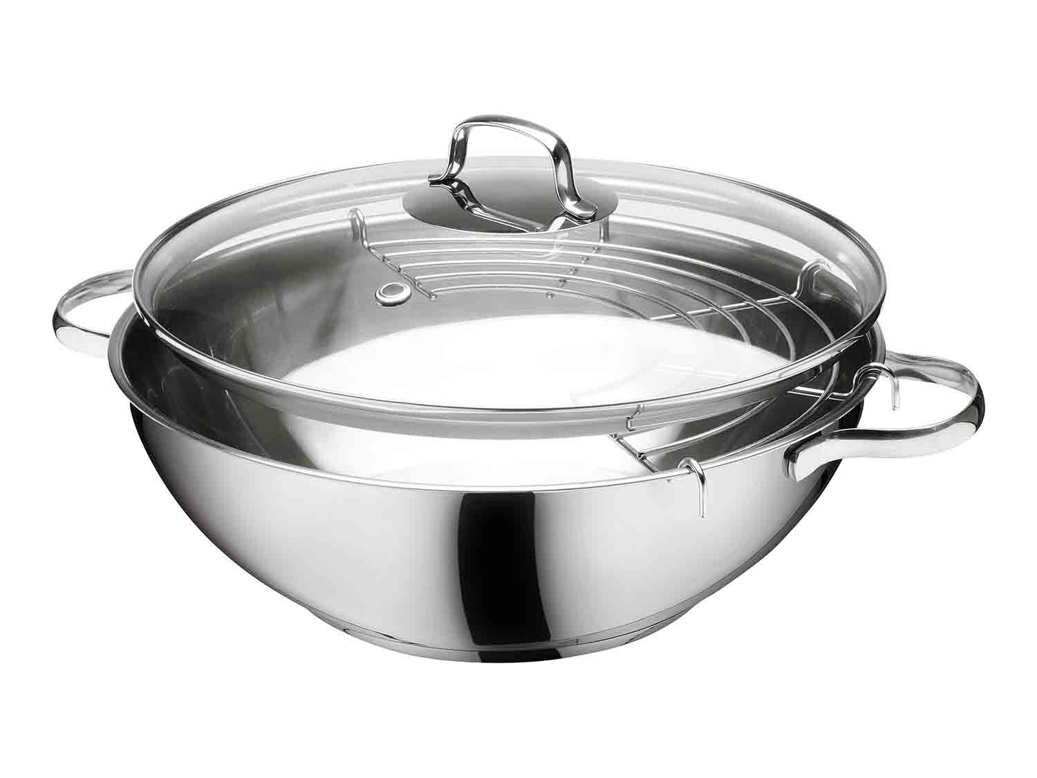 Olla wok de acero inoxidable 32 cm