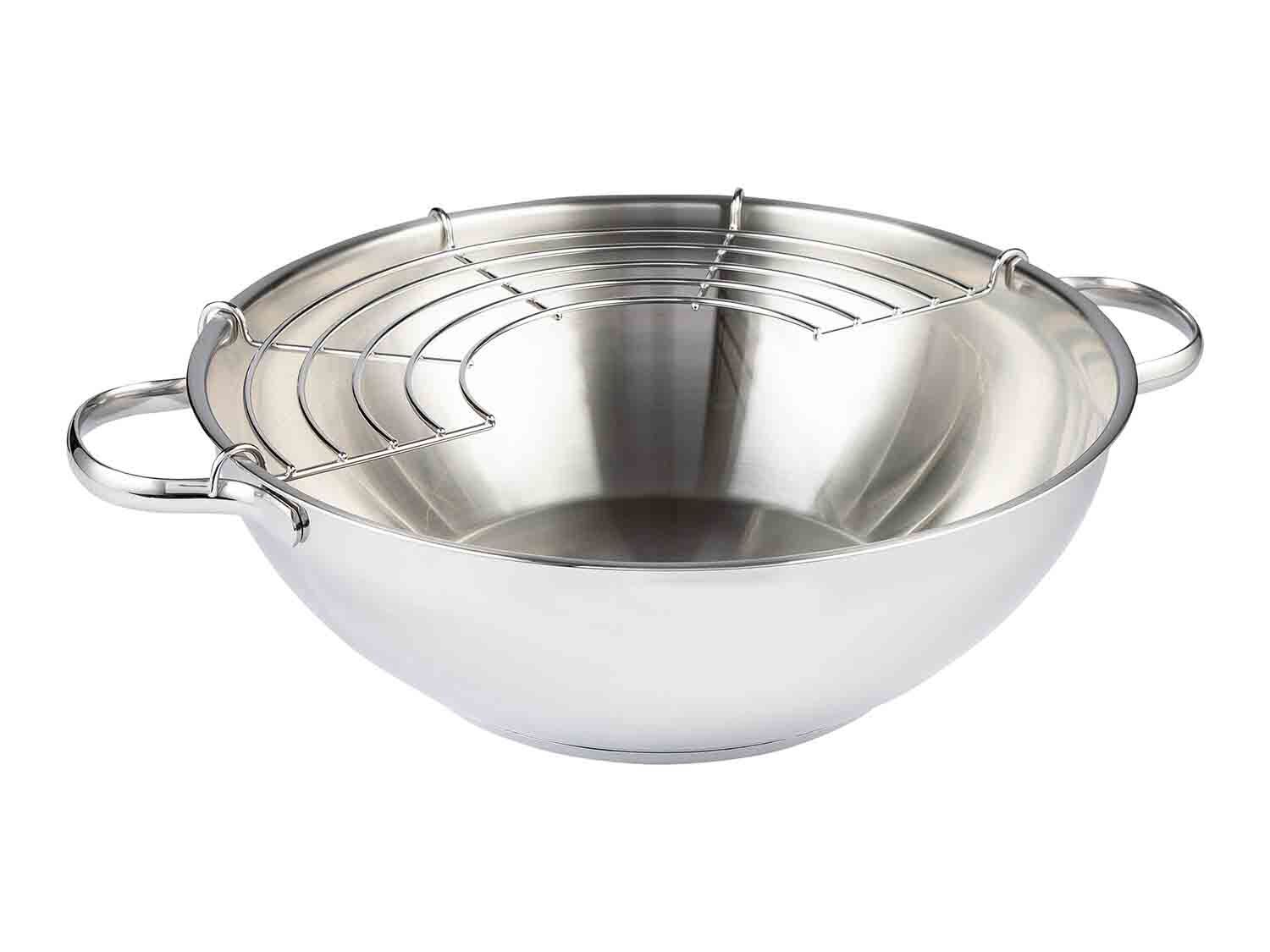 Olla wok de acero inoxidable 32 cm