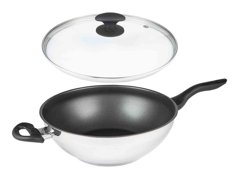 Sartén wok de acero inoxidable