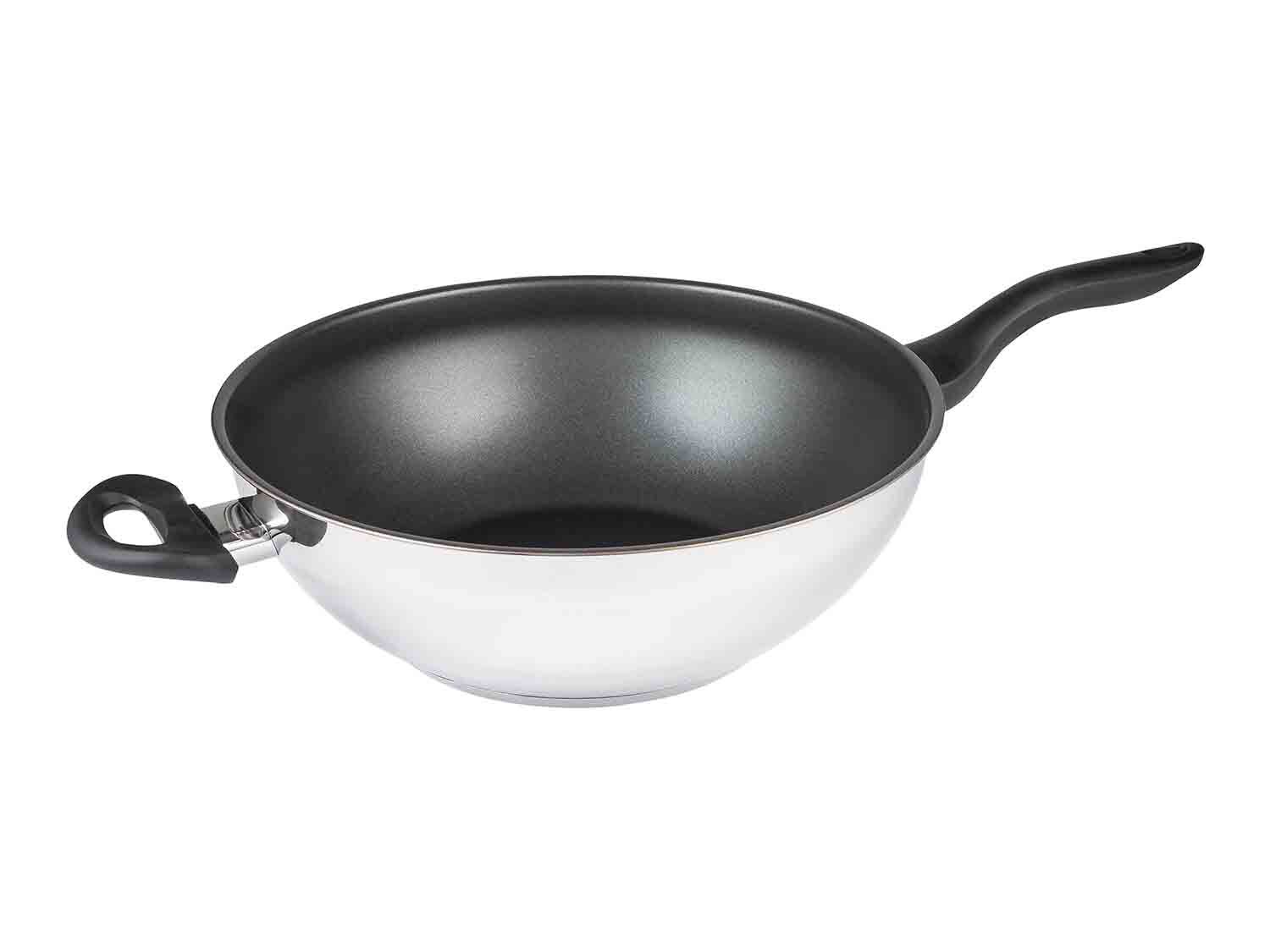 Sartén wok de acero inoxidable 33 cm