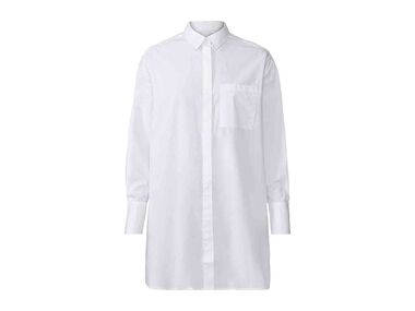 Blusa larga blanca con bolsillo para mujer