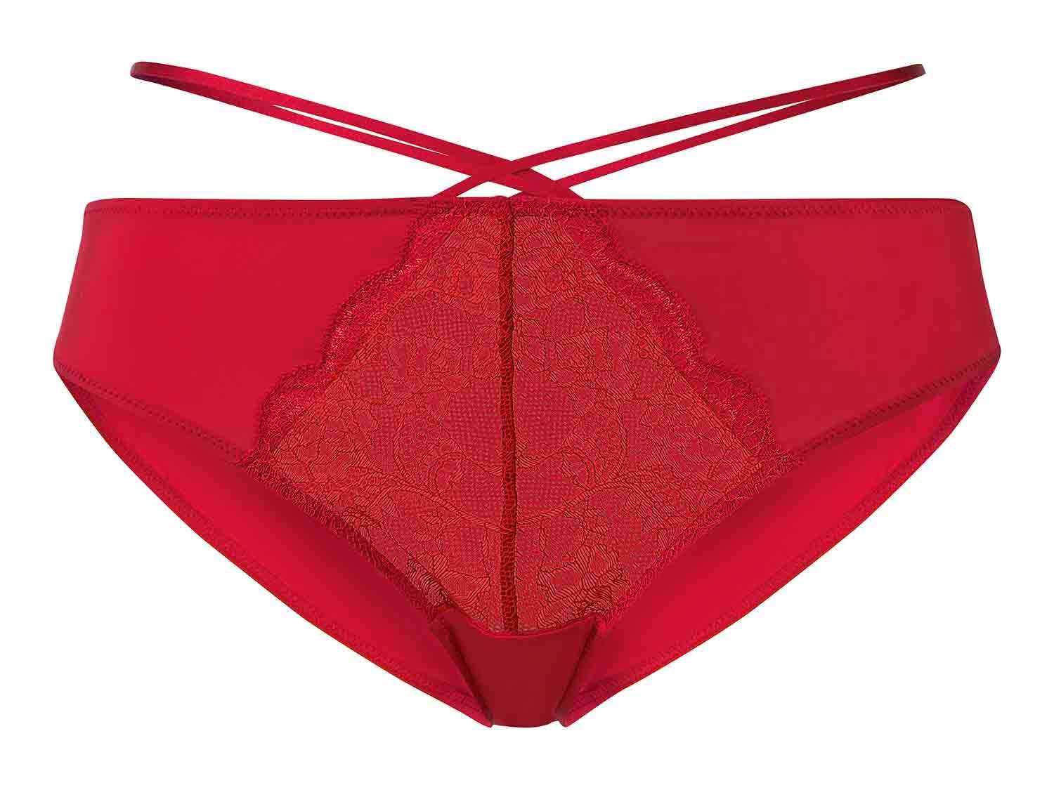 Braguitas mini con encaje slip rojas para mujer pack 2