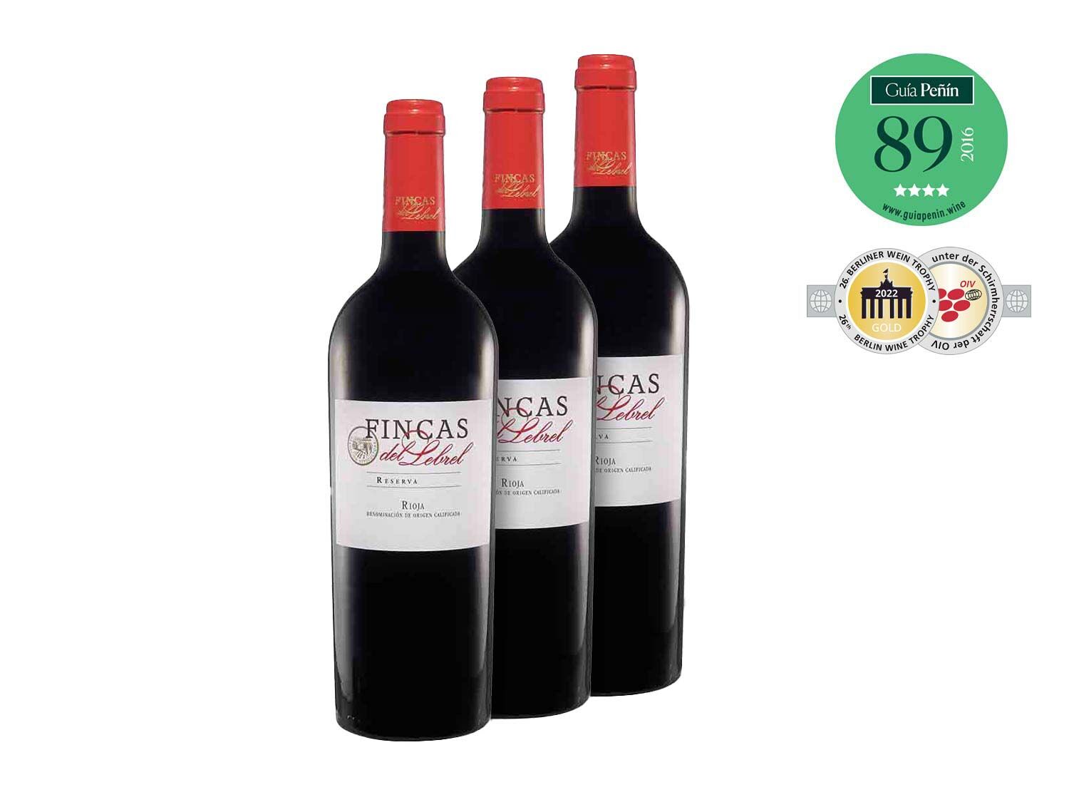 Pack 3 Fincas de Lebrel D.O. Rioja Reserva vino Tinto