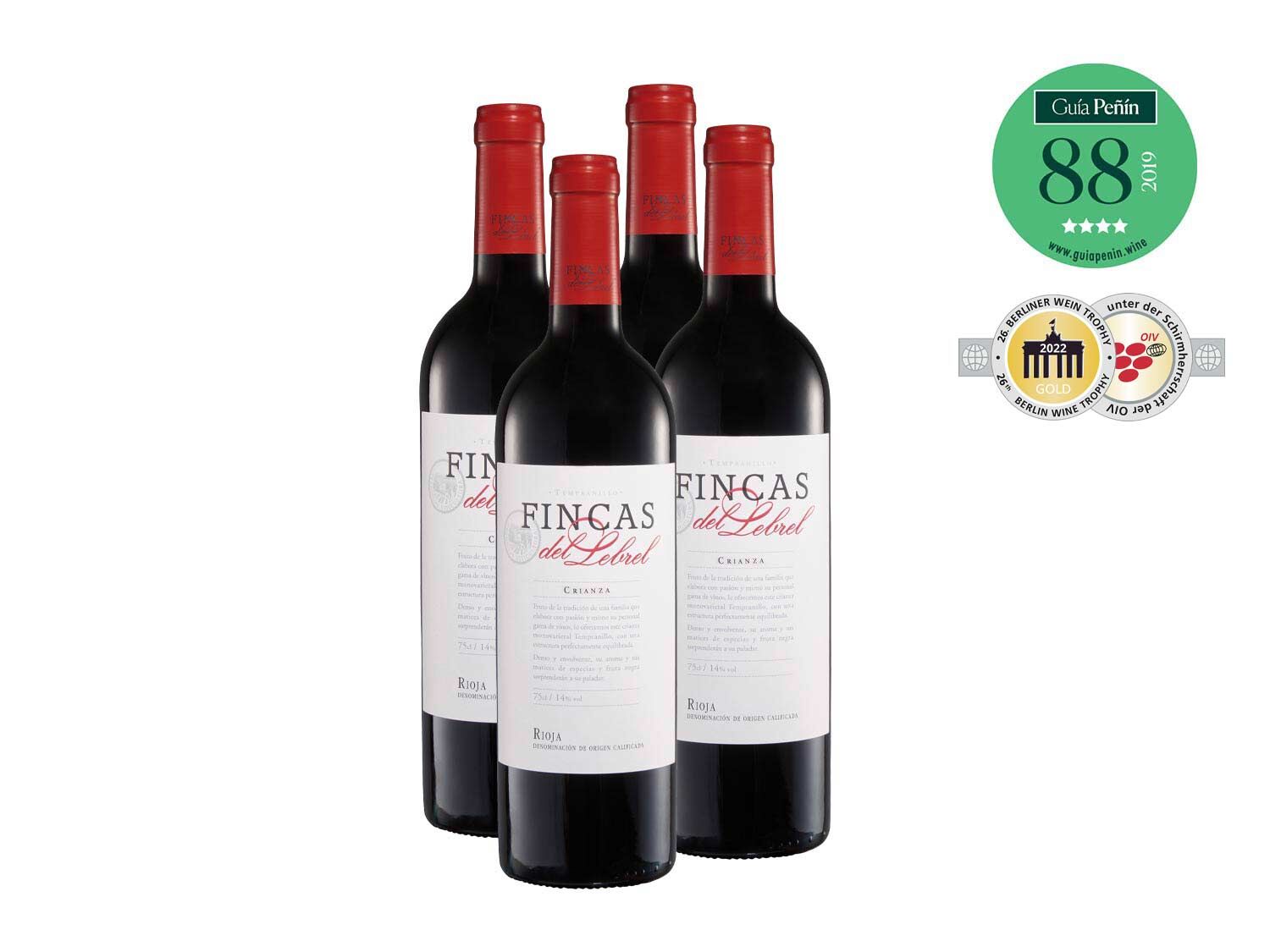 Pack 4 Fincas de Lebrel D.O. Rioja Crianza vino Tinto