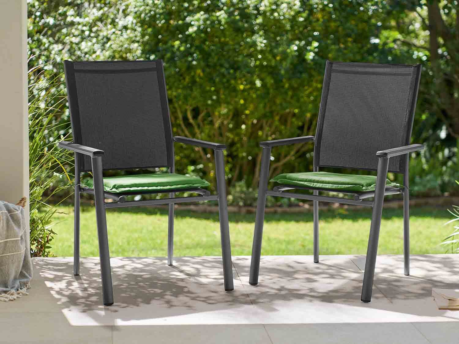 Cojín para silla de jardín 44 x 47 x 5,5 cm antracita/verde