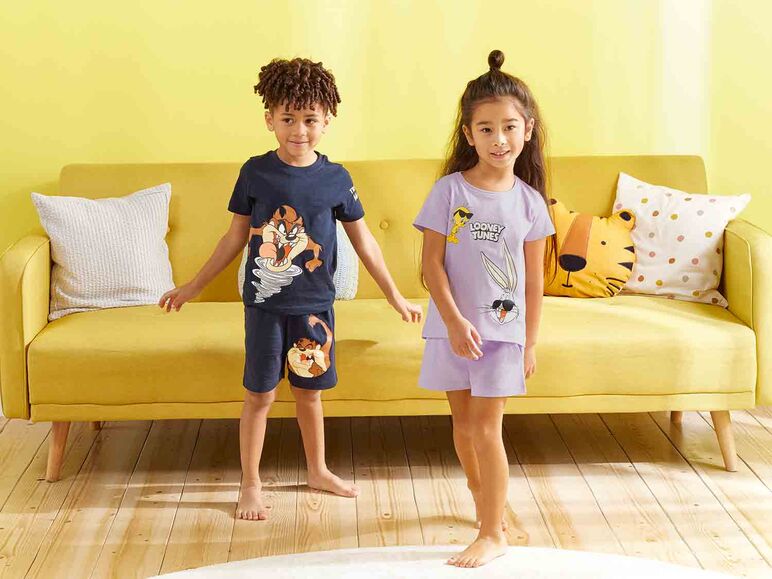 Pijama de verano infantil de licencia lila/amarillo
