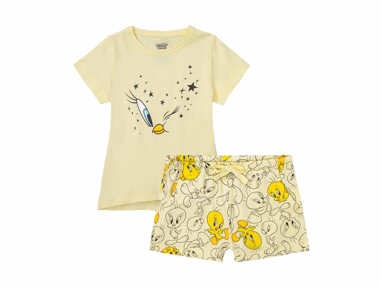 Pijama de verano infantil de licencia lila/amarillo
