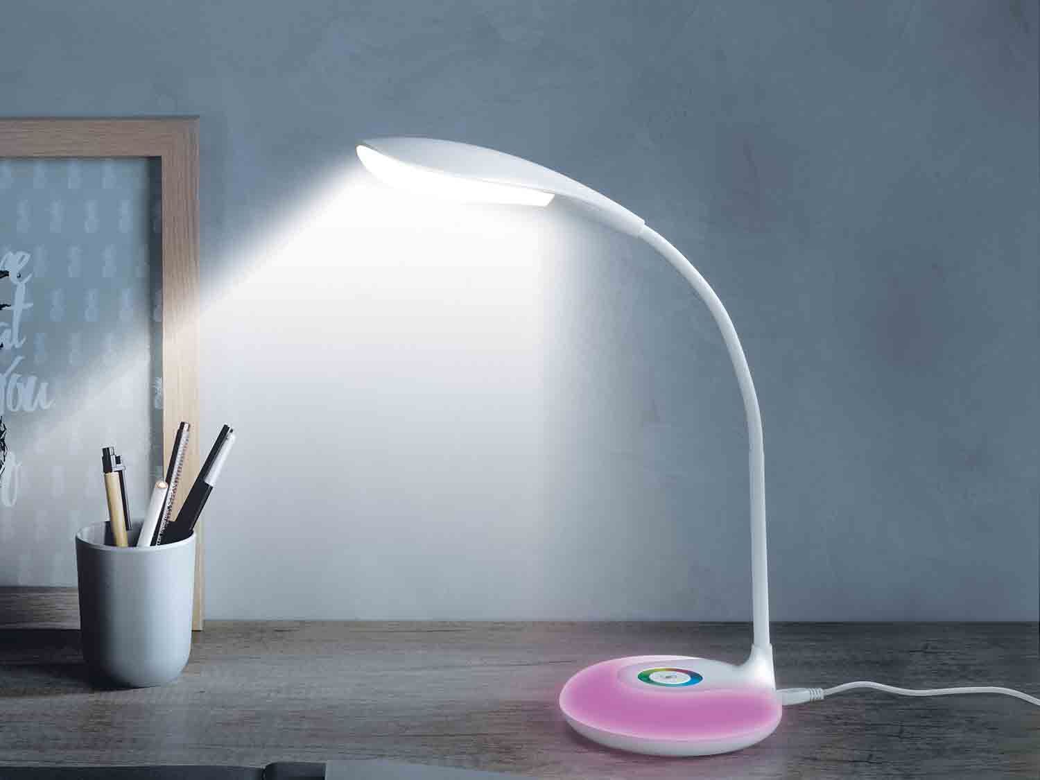 Lámpara LED de escritorio con base multicolor ajustable