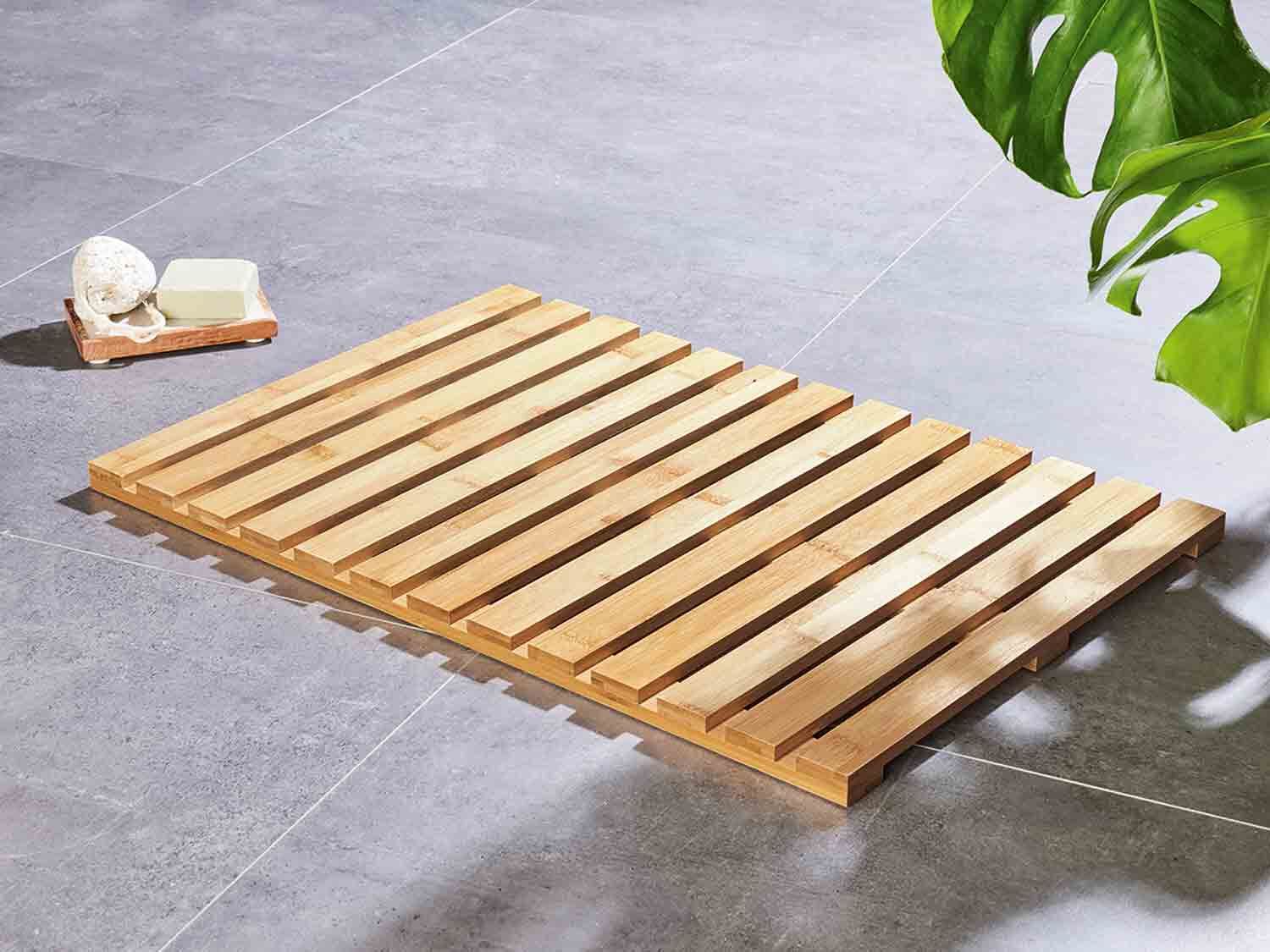 Estera de baño de bambú